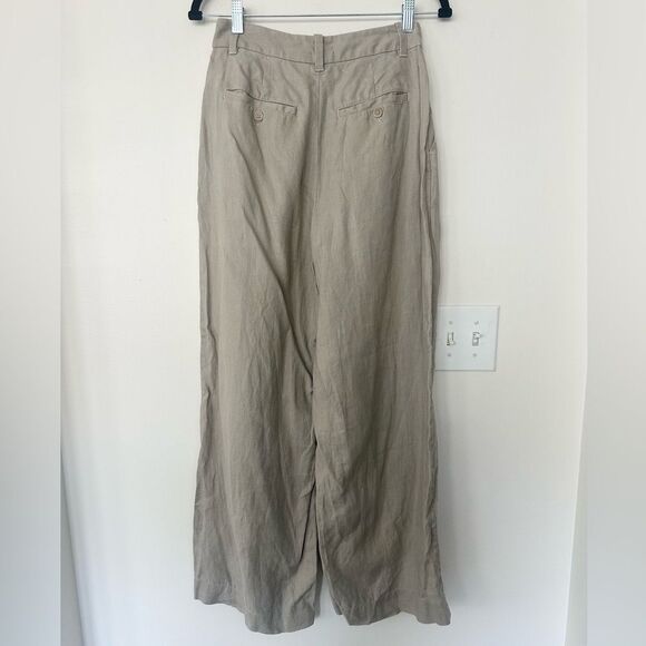 Madewell The Harlow Wide-Leg Linen Pant 2 (tan) - Picture 4 of 7